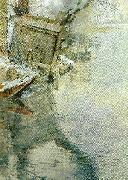 Carl Larsson vinter i grez-sur-loing-tvattbrygga vid loing-floden Sweden oil painting artist